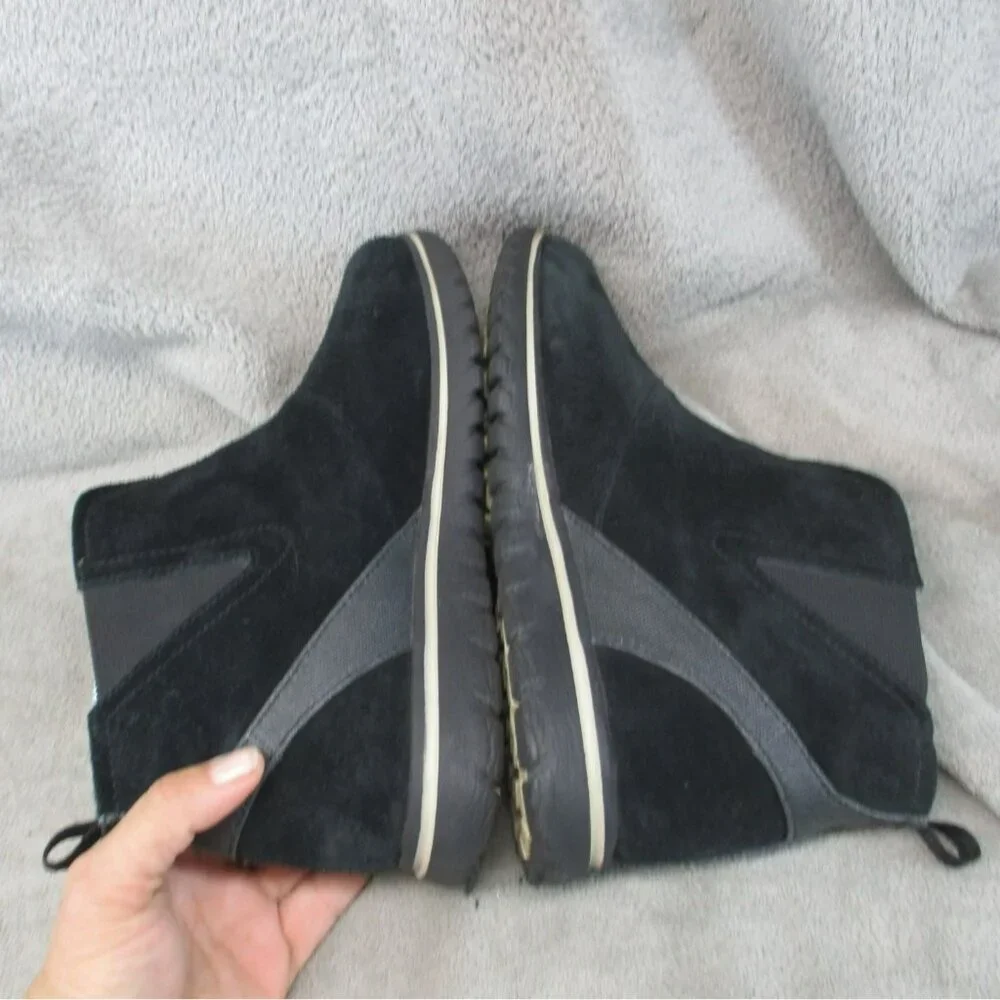 Sorel Shoes Womens Size 8 Black Suede Pull On Ankle Snow Boots *Read*